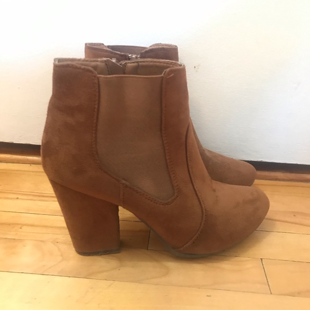 Brown Faux Suede Booties